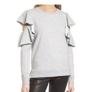 𝅺CHELSEA 28 Heather Gray Cold Shoulder Sweatshirt S